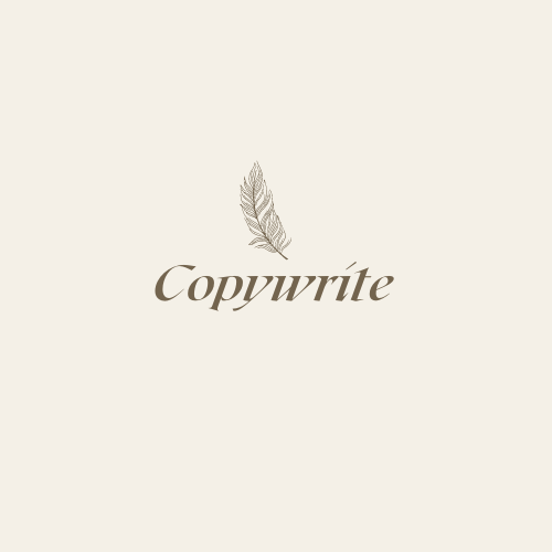 Light Brown Elegant Copywriter Logo with feather Illustration